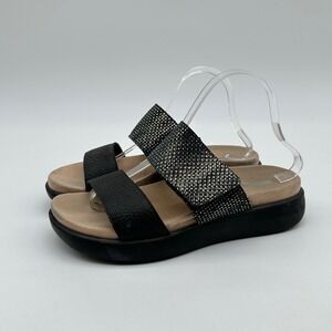 Romika Borneo Black Strappy Comfort Sandals Size 40 US 9 Iridescent Strap Summer